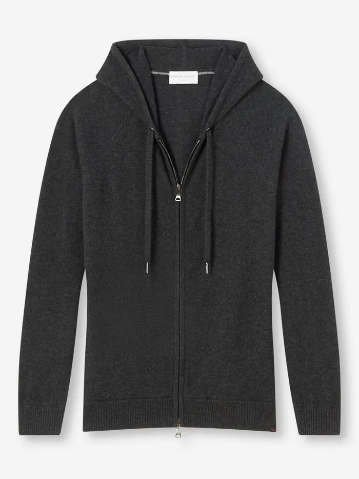 Hooded Tops Men Derek Rose Hoodie Finley Cashmere Charcoal
