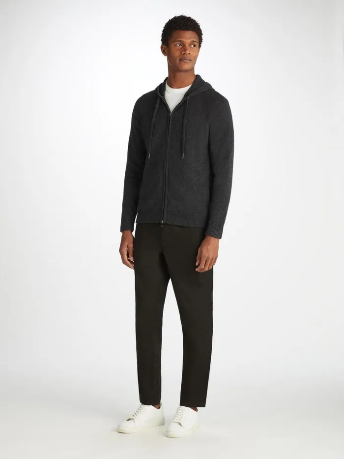 Hooded Tops Men Derek Rose Hoodie Finley Cashmere Charcoal