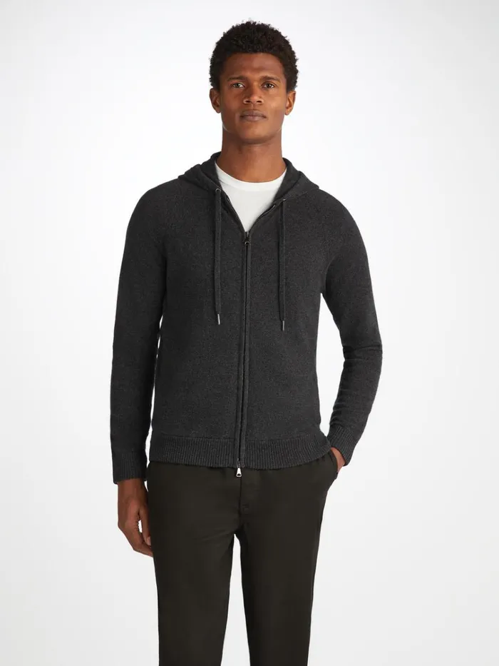 Hooded Tops Men Derek Rose Hoodie Finley Cashmere Charcoal