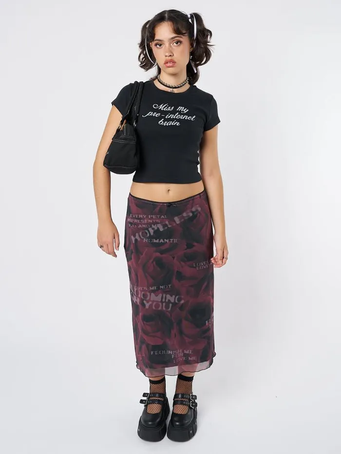 Hopeless Romantic Rose Mesh Midi Skirt Women Minga London Bottoms