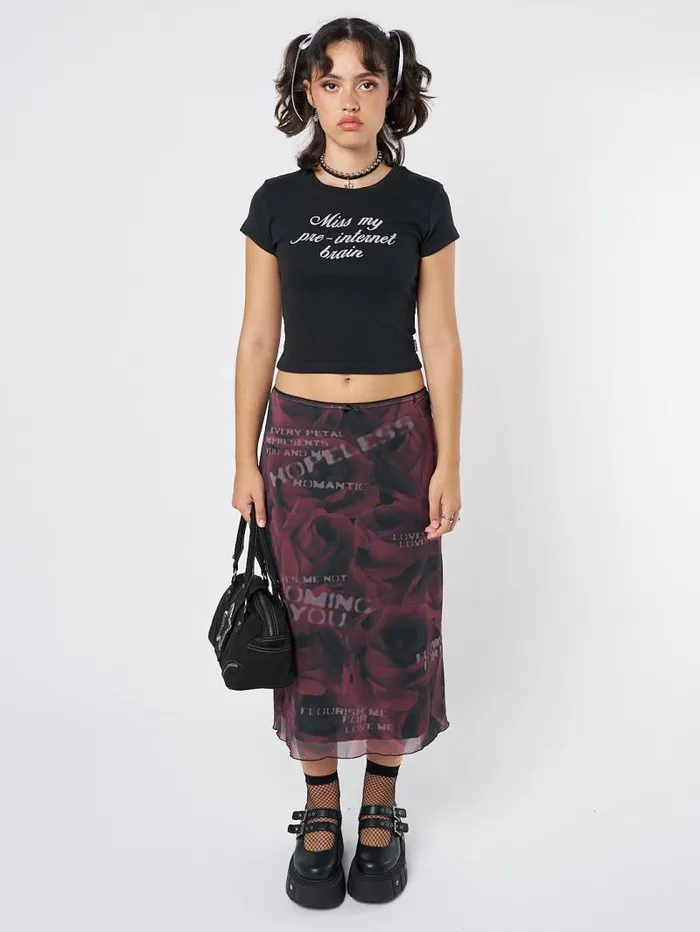 Hopeless Romantic Rose Mesh Midi Skirt Women Minga London Bottoms