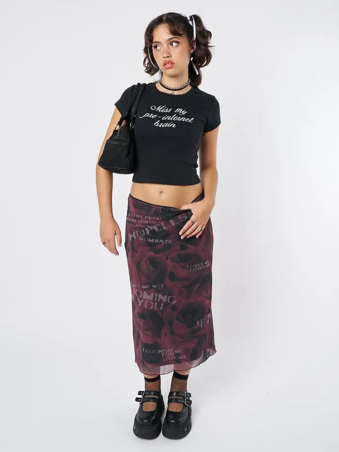 Hopeless Romantic Rose Mesh Midi Skirt Women Minga London Bottoms