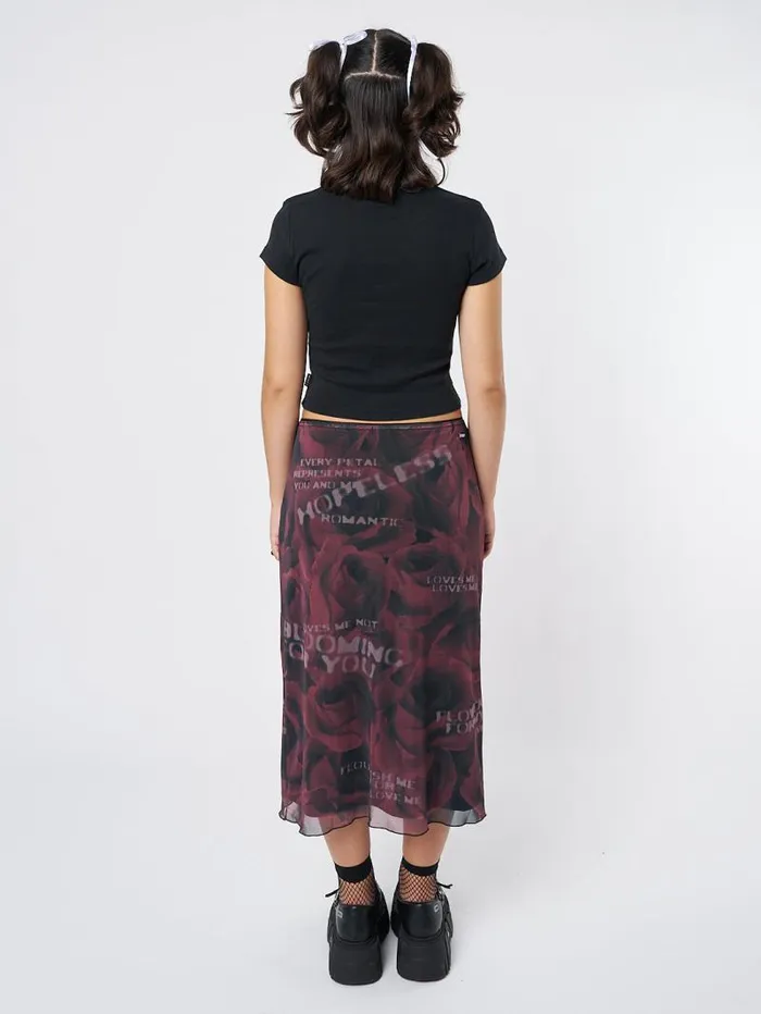 Hopeless Romantic Rose Mesh Midi Skirt Women Minga London Bottoms