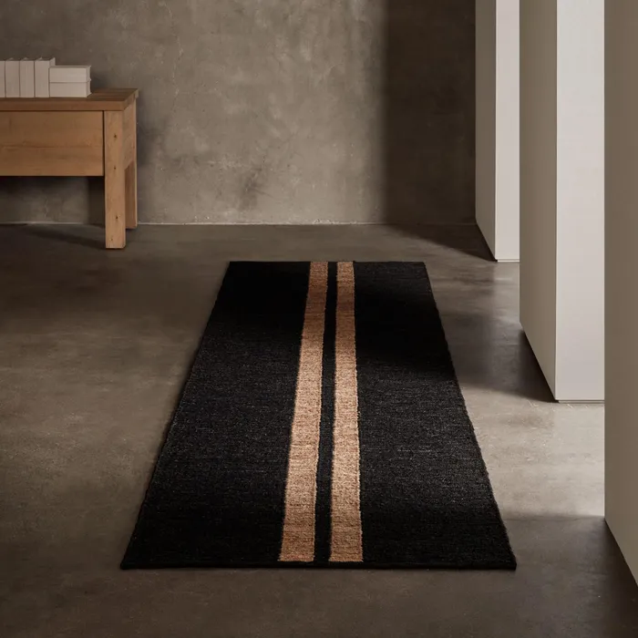 HOUSE James Perse Jute Collection Jute Runner 35FT X 14FT Charcoalnatural Stripe