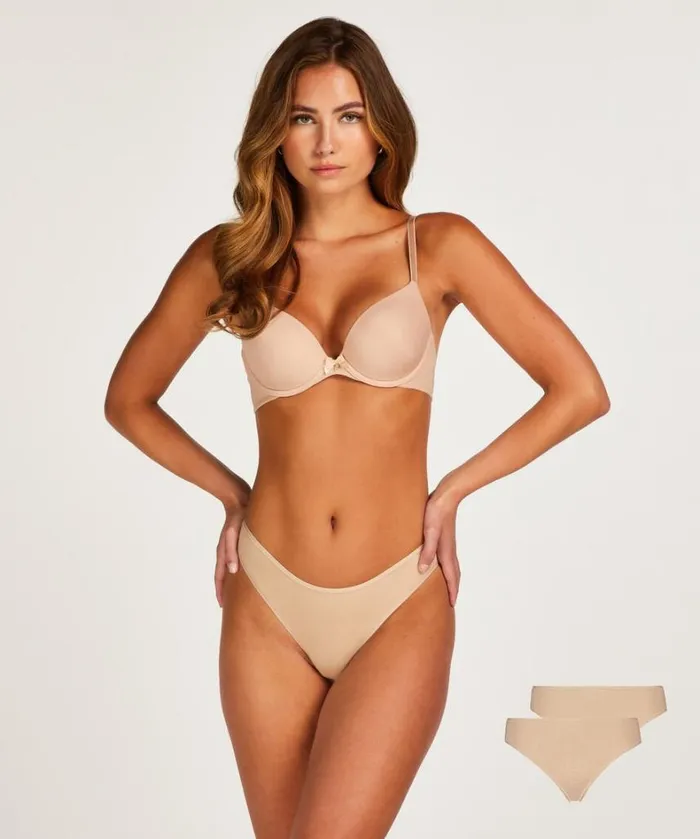 Hunkemller 2 Cotton Thongs Kim 8211 Beige Beige 8211 Women