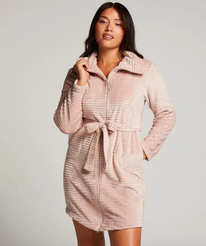 Hunkemller Fleece Zip Bathrobe 8211 Pink Pink 8211 Women