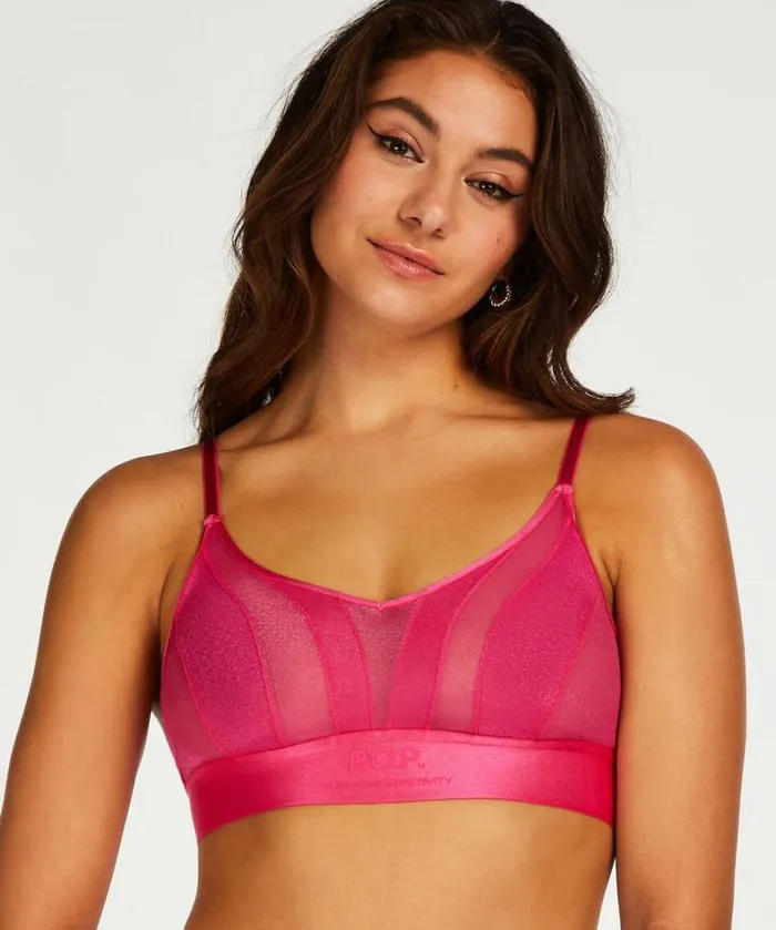 Hunkemller Glossy Mesh Bralette 8211 Pink Pink 8211 Women