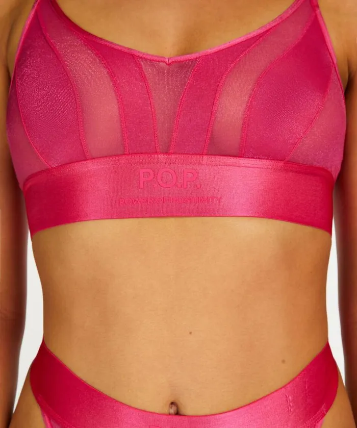 Hunkemller Glossy Mesh Bralette 8211 Pink Pink 8211 Women