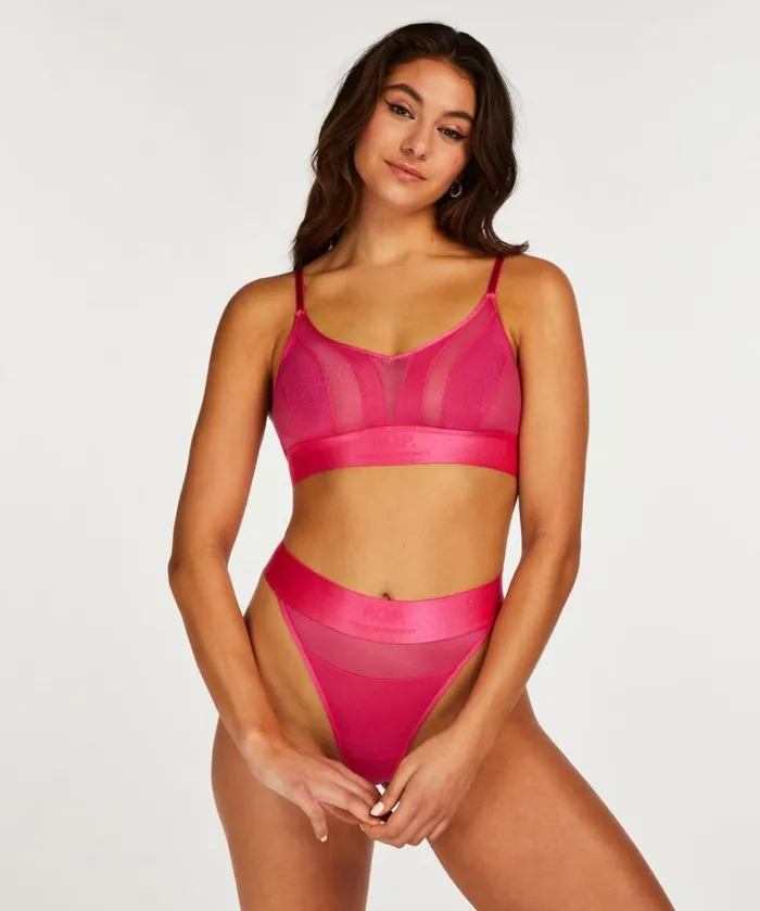 Hunkemller Glossy Mesh Bralette 8211 Pink Pink 8211 Women