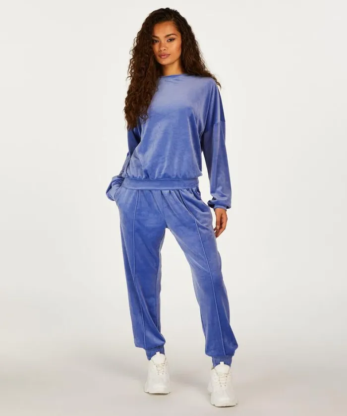 Hunkemller Petite Velour Jogging Bottoms 8211 Blue Blue 8211 Women