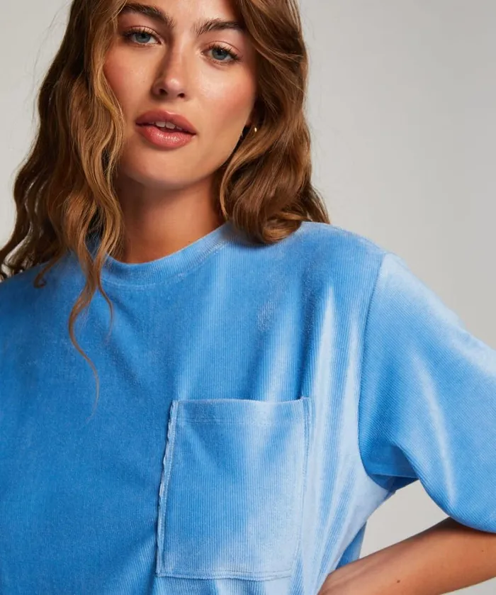 Hunkemller Rib Velours Top 8211 Blue Blue 8211 Women Hunkemller Rib Velours Top 8211 Blue Blue 8211 Women