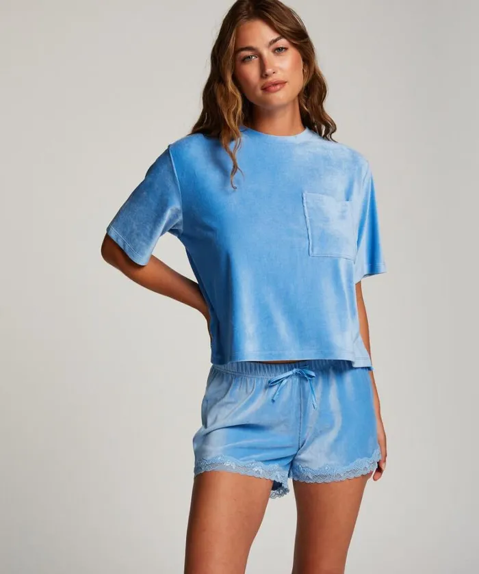 Hunkemller Rib Velours Top 8211 Blue Blue 8211 Women Hunkemller Rib Velours Top 8211 Blue Blue 8211 Women