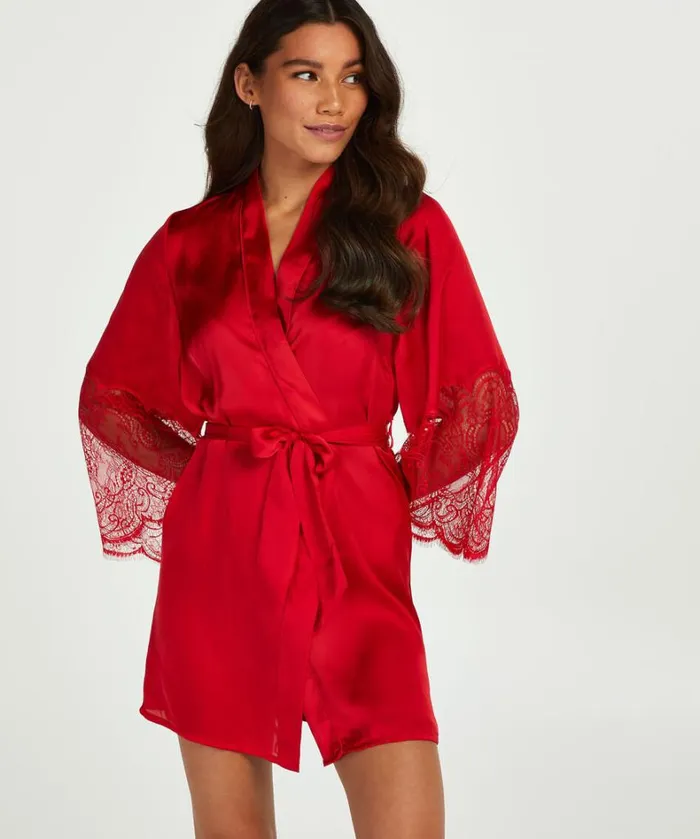 Hunkemller Satin Kimono 8211 Red Red 8211 Women