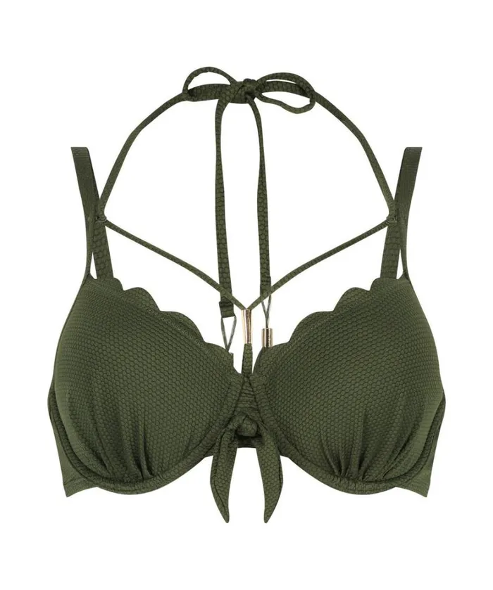 Hunkemller Scallop Padded Underwired Bikini Top 8211 Green Green 8211 Women Hunkemller Scallop Padded Underwired Bikini Top 8211 Green Green 8211 Women