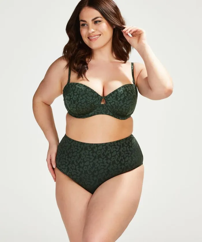 Hunkemller Tonal Leo Padded Underwired Bikini Top Cup E 8211 Green Green 8211 Women