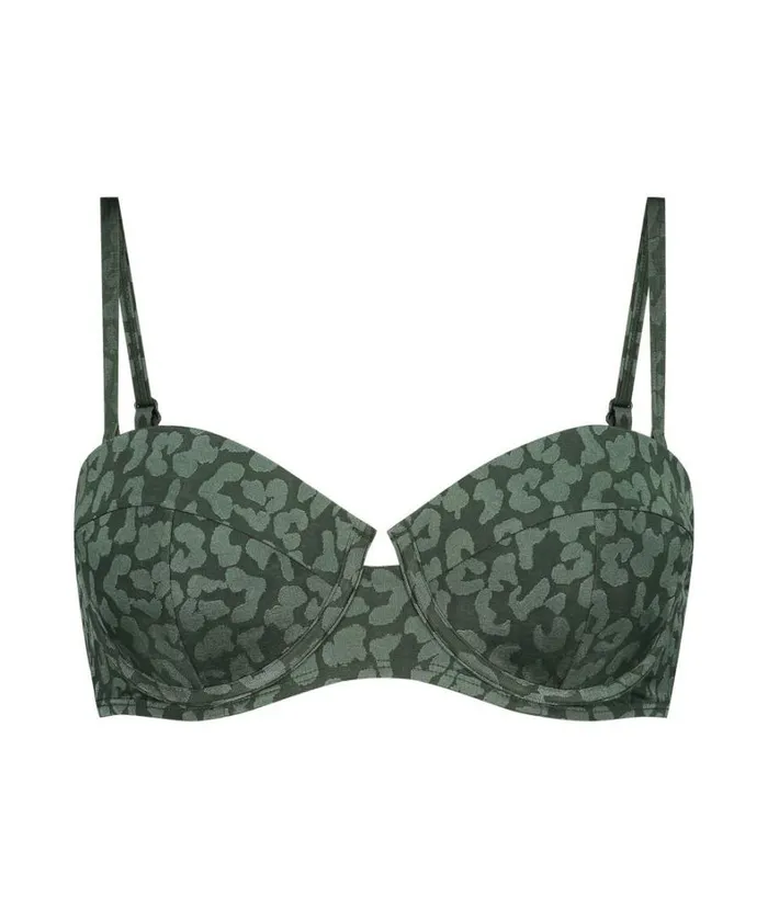 Hunkemller Tonal Leo Padded Underwired Bikini Top Cup E 8211 Green Green 8211 Women