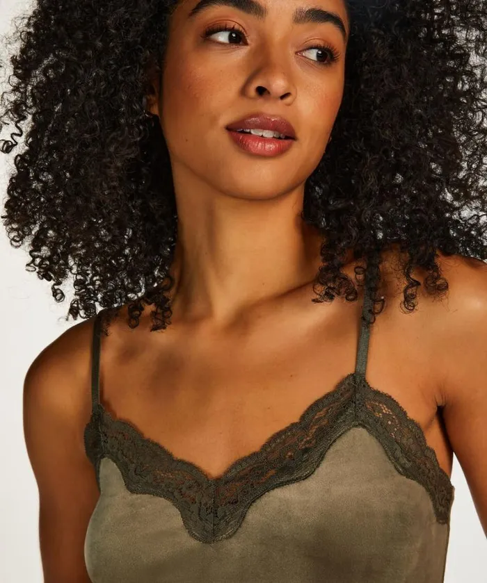 Hunkemller Velvet Lace Cami 8211 Green Green 8211 Women