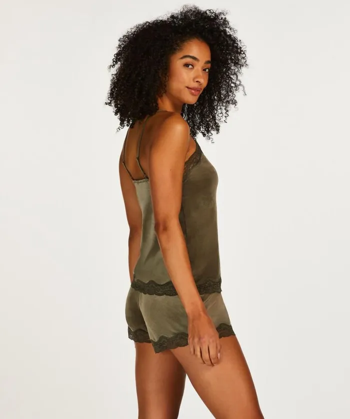 Hunkemller Velvet Lace Cami 8211 Green Green 8211 Women
