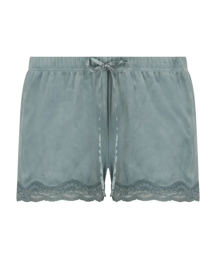 Hunkemller Velvet Lace Shorts 8211 Blue Blue 8211 Women