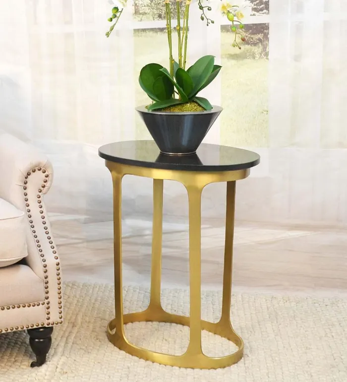 Indoor Living Black Marble Top Oval Accent Table 8211 BlackGold Plow and Hearth Accent Tables Indoor Living Black Marble Top Oval Accent Table 8211 BlackGold Plow and Hearth Accent Tables