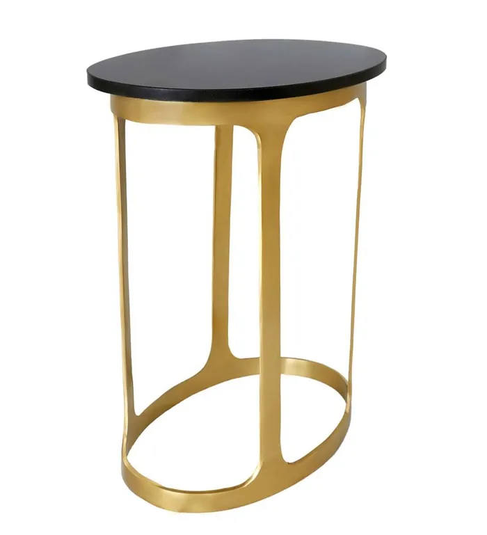 Indoor Living Black Marble Top Oval Accent Table 8211 BlackGold Plow and Hearth Accent Tables