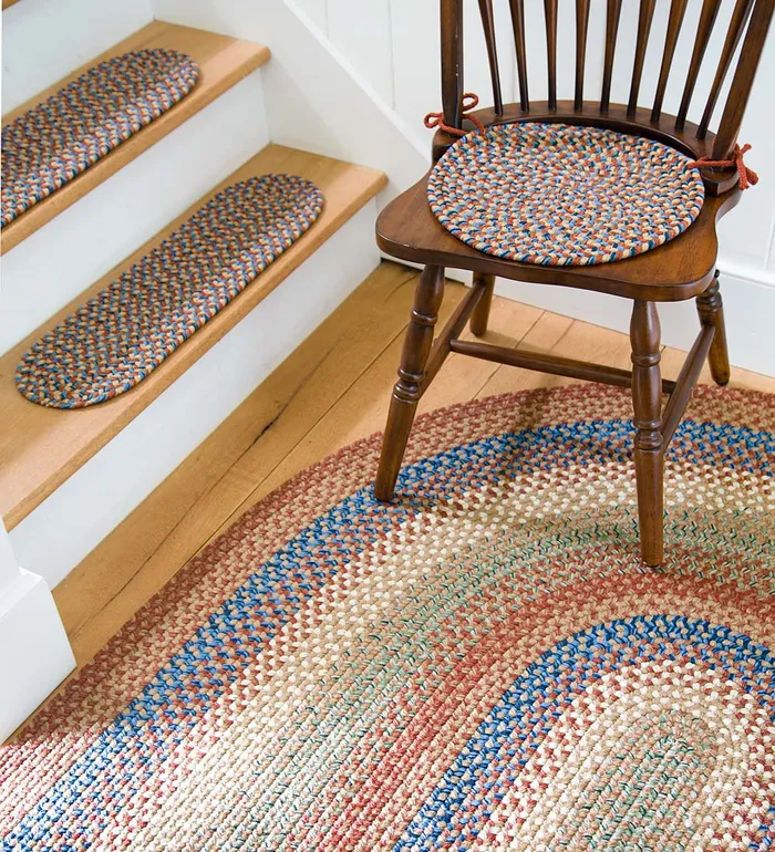 Indoor Living IndoorOutdoor Braided Polypro Roanoke Round Chair Pad With Ties 8211 Black Multi Plow and Hearth Braided Rugs Indoor Living IndoorOutdoor Braided Polypro Roanoke Round Chair Pad With Ties 8211 Black Multi Plow and Hearth Braided Rugs
