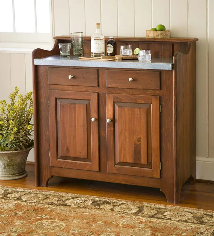 Indoor Living Solid Pine Dry Sink With Galvanized Top Made In Usa 8211 Avocado Green Plow and Hearth Hutches and Cupboards