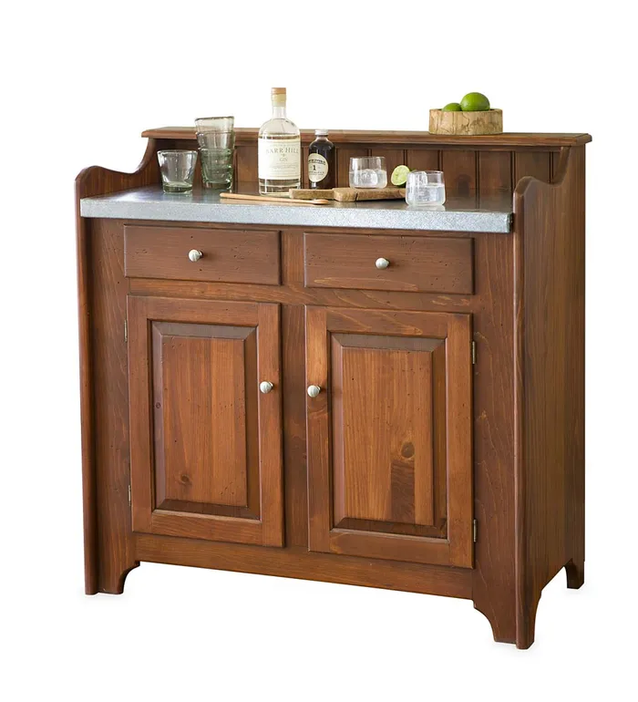 Indoor Living Solid Pine Dry Sink With Galvanized Top Made In Usa 8211 Avocado Green Plow and Hearth Hutches and Cupboards