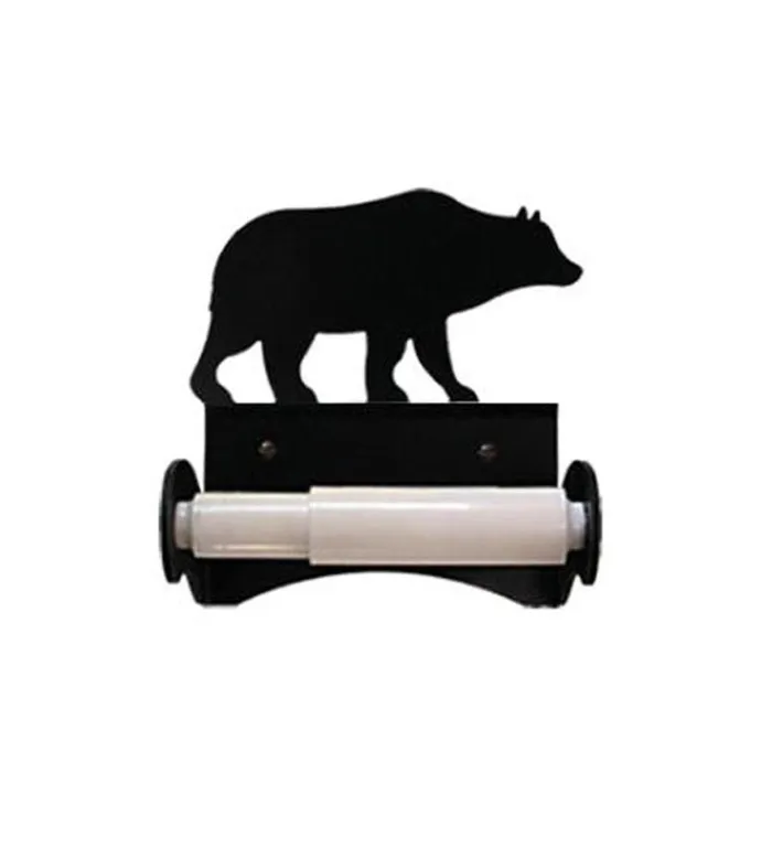 Indoor Living UsaMade Wrought Iron RollerStyle Toilet Paper Holder 8211 Bear Plow and Hearth Bath Accessories