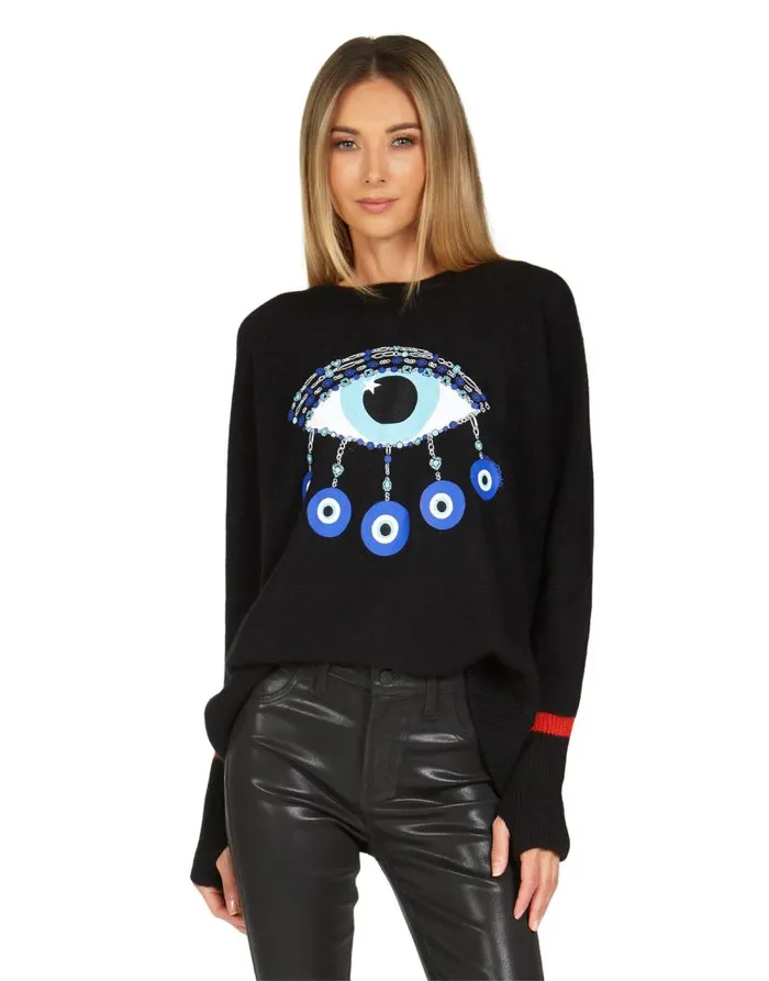 Inez Chain Evil Eye Black Tomato Women Lauren Moshi Sweaters and Knits