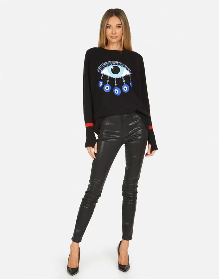 Inez Chain Evil Eye Black Tomato Women Lauren Moshi Sweaters and Knits