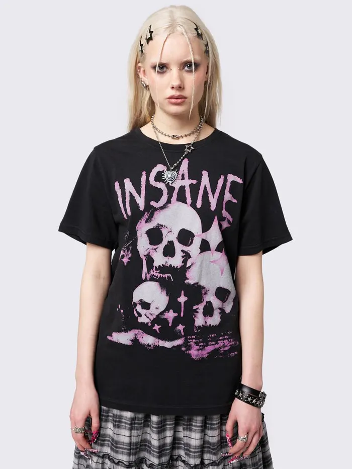 Insanity Skulls Oversized Graphic Tshirt Women Minga London Tops and TShirts