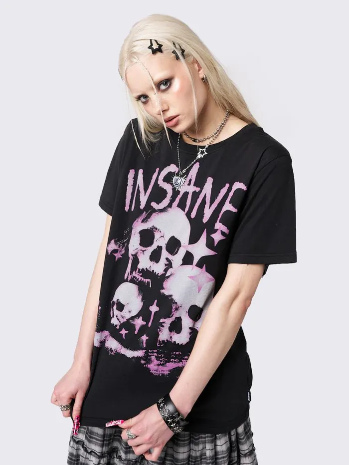 Insanity Skulls Oversized Graphic Tshirt Women Minga London Tops and TShirts