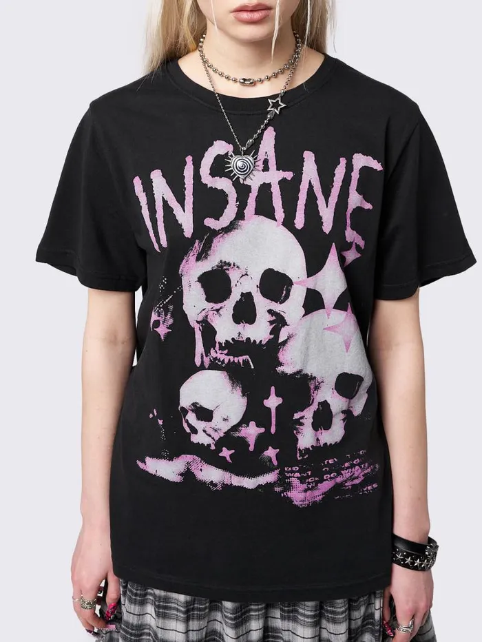 Insanity Skulls Oversized Graphic Tshirt Women Minga London Tops and TShirts