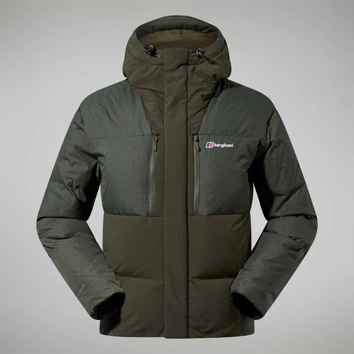 Insulated Men Berghaus Sabber Down Hooded Jacket 8211 Dark Green