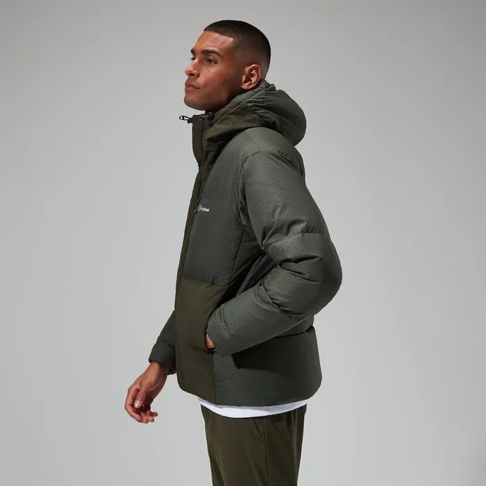 Insulated Men Berghaus Sabber Down Hooded Jacket 8211 Dark Green