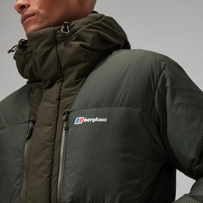 Insulated Men Berghaus Sabber Down Hooded Jacket 8211 Dark Green