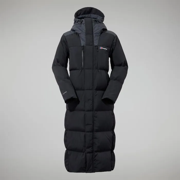 Insulated Women Berghaus Saffren Down Duster Hooded Jacket 8211 Black