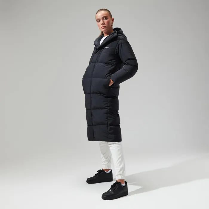 Insulated Women Berghaus Saffren Down Duster Hooded Jacket 8211 Black