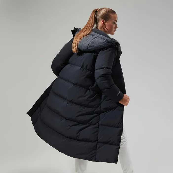 Insulated Women Berghaus Saffren Down Duster Hooded Jacket 8211 Black