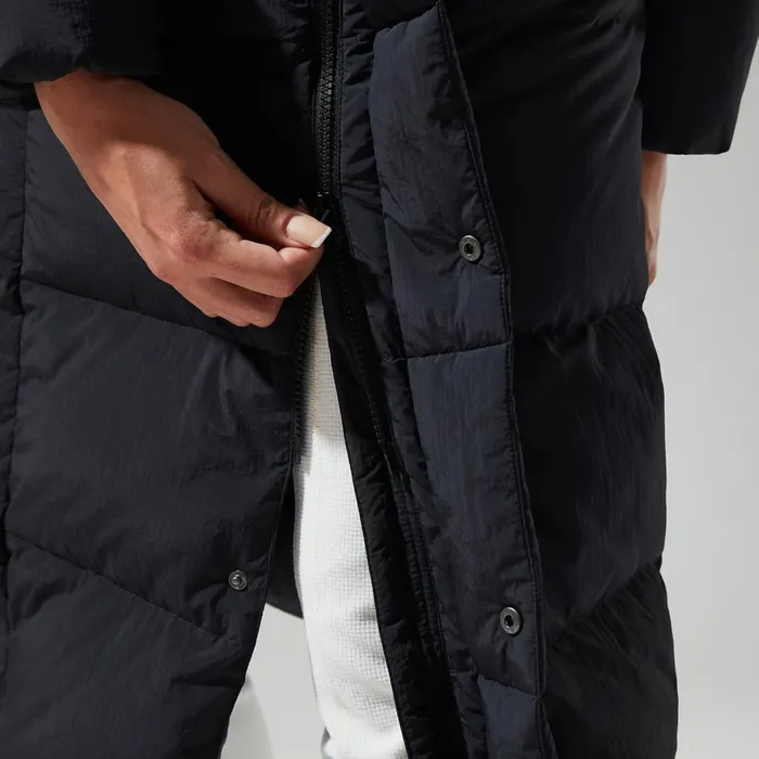 Insulated Women Berghaus Saffren Down Duster Hooded Jacket 8211 Black