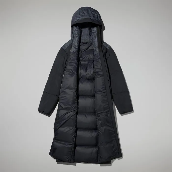 Insulated Women Berghaus Saffren Down Duster Hooded Jacket 8211 Black