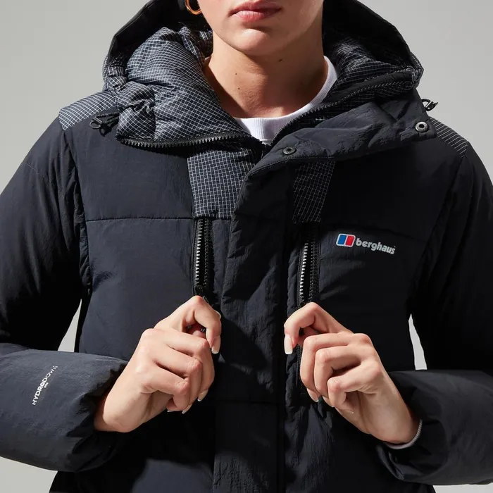 Insulated Women Berghaus Saffren Down Duster Hooded Jacket 8211 Black