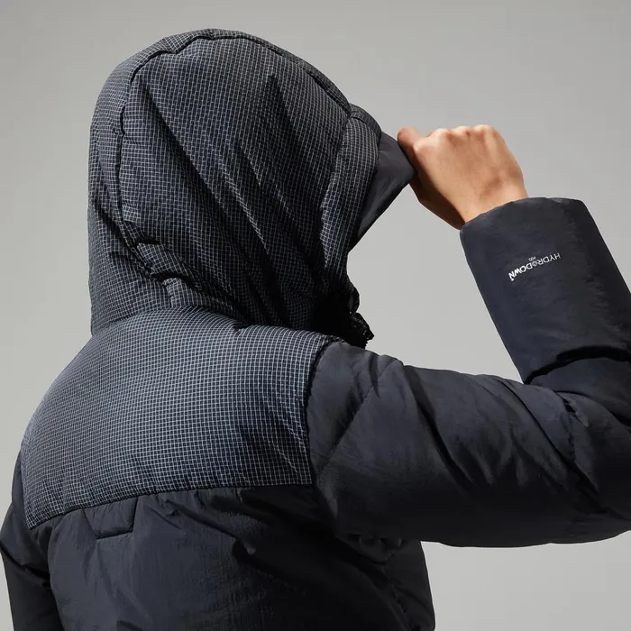 Insulated Women Berghaus Saffren Down Duster Hooded Jacket 8211 Black