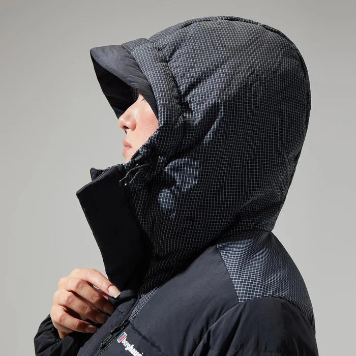 Insulated Women Berghaus Saffren Down Duster Hooded Jacket 8211 Black