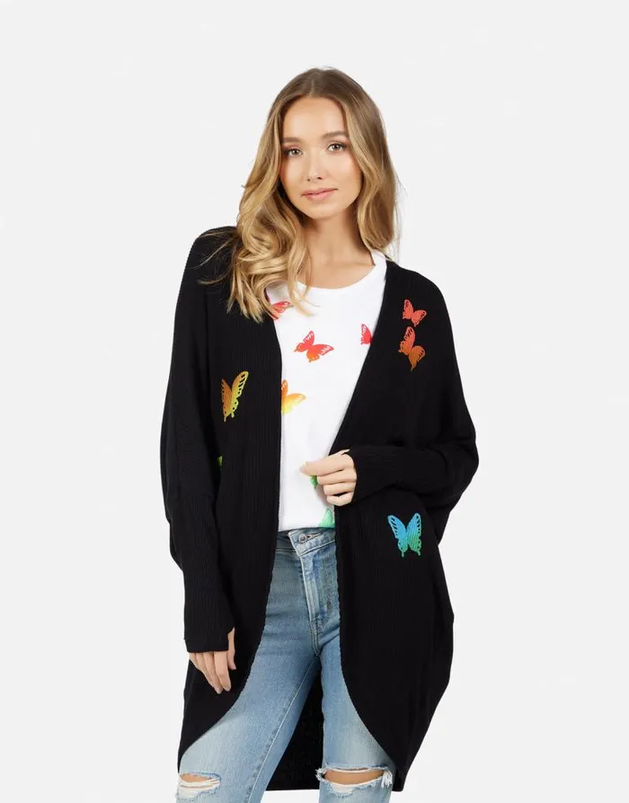 Irina Rainbow Butterflies Black Women Lauren Moshi Sweaters and Knits