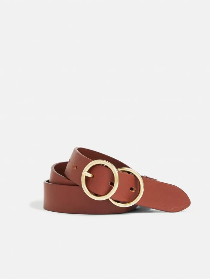 Italian Leather Carlos Belt Tan Women Jigsaw Leather