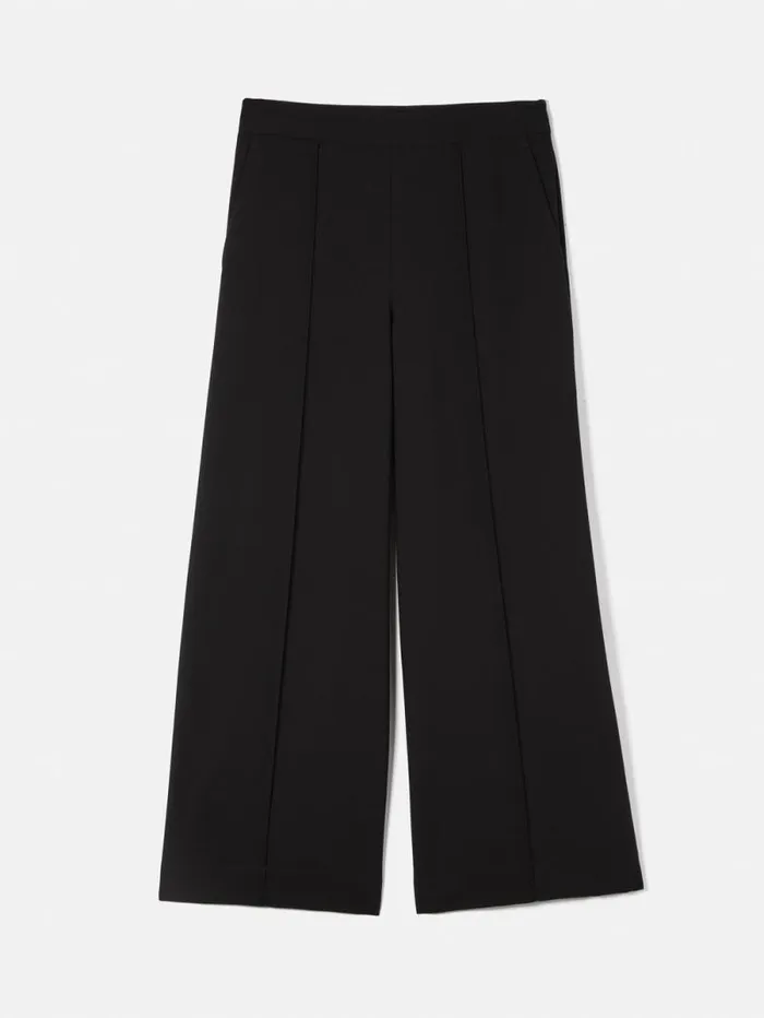 Italian Modern Crepe Sailor Trouser Black Women Jigsaw Trousers