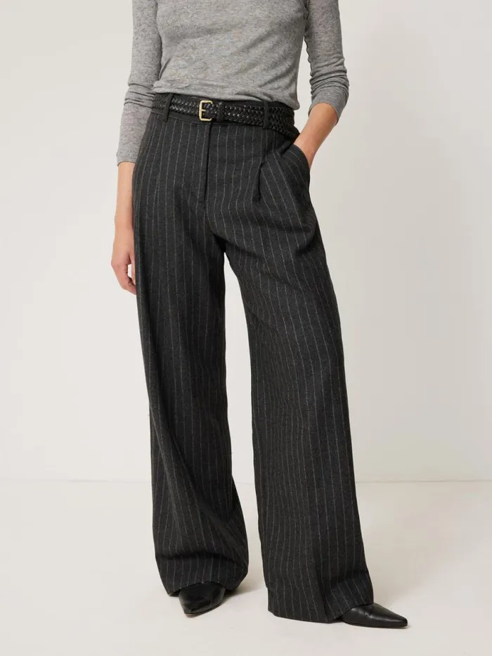Italian Wool Kemp Pinstripe Trouser Grey Women Jigsaw Suits and Tailoring