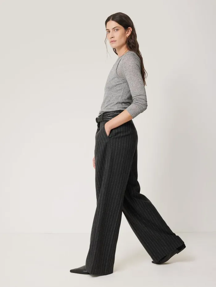 Italian Wool Kemp Pinstripe Trouser Grey Women Jigsaw Suits and Tailoring